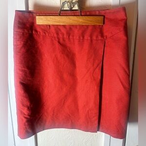 Cassis Linen-Blend Mini Skirt – Size 4 – Terracotta Dark Orange (Fully Lined)